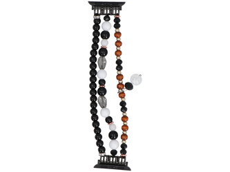 Bransoleta do smartwatcha GlacierX Multi Strand Beaded Charm Bracelet Black Amber do Apple Watch 38/40/41mm Czarno-bursztynowa