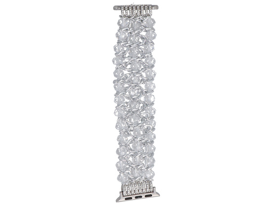 Bransoleta do smartwatcha GlacierX Sparkling Crystals Stretch Bracelet Icy Silver do Apple Watch 38/40/41mm Srebrna