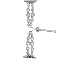 Bransoleta do smartwatcha GlacierX Slider Clasp Double Chain Pearl Bracelet Silver Gleam do Apple Watch 38/40/41mm Srebrna