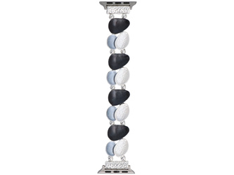 Bransoleta do smartwatcha GlacierX Gleam Almond Stretch Bracelet Storm Cloud do Apple Watch 38/40/41mm Srebrno-Czarna