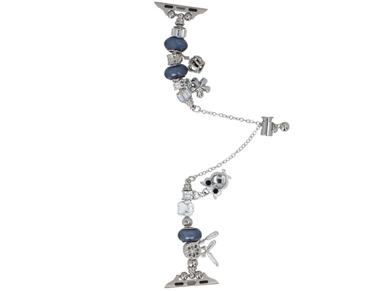 Bransoleta do smartwatcha GlacierX Slider Clasp Beaded Charm Bracelet Nightfall Silver do Apple Watch 38/40/41mm Srebrno-granatowa