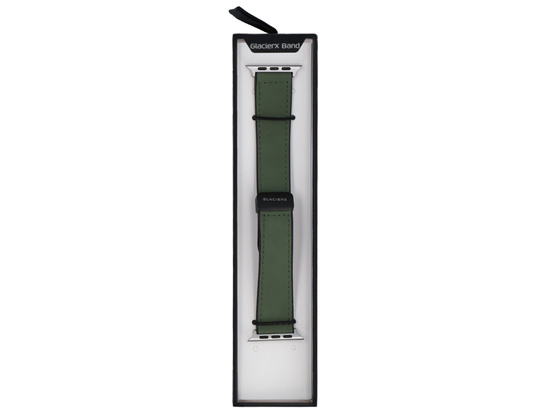 GlacierX Pasek Leather Magnetic Buckle Stone Green do Apple Watch 42/44/45/49mm Nefrytowy Zielony