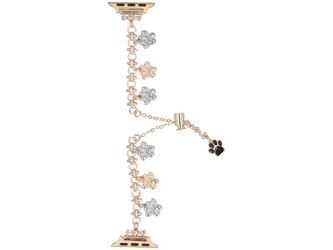 Bransoleta do smartwatcha GlacierX Slider Clasp Little Paws Charm Bracelet Gold do Apple Watch 38/40/41mm Złota