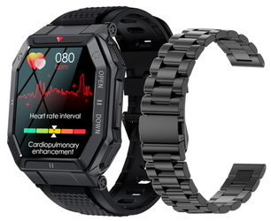 Smartwatch GlacierX Trail Black Pasek i Bransoleta stalowa GX-TC55 BS