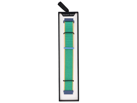 Neues Armband für die Smartwatch GlacierX Grip Strap Nylon Crayon Green Jadeit + Gelb und Blau 22mm