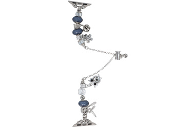 Bransoleta do smartwatcha GlacierX Slider Clasp Beaded Charm Bracelet Nightfall Silver do Apple Watch 38/40/41mm Srebrno-granatowa