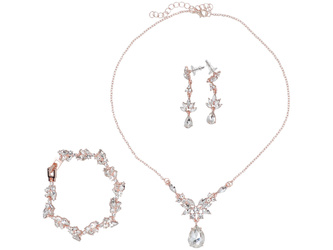 Komplet biżuterii Lśnienie Różowy zestaw Naszyjnik + kolczyki + bransoletka