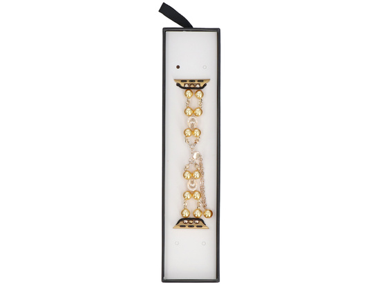 Bransoleta do smartwatcha GlacierX Slider Clasp Double Chain Pearl Bracelet Gold Gleam do Apple Watch 38/40/41mm Złota