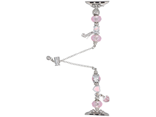 Neue Armbanduhr GlacierX Slider Clasp Beaded Charm Bracelet Ice Rose für Apple Watch 38/40/41mm Silber-Rosa