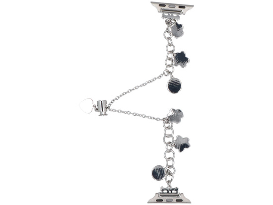 Bransoleta do smartwatcha GlacierX Slider Clasp Little Paws Charm Bracelet Silver do Apple Watch 38/40/41mm Srebrna