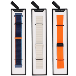 Zestaw pasków do smartwatcha GlacierX Silicone Magnetic Wave Creamy Sky +  Silicone Magnetic Buckle Vibrant Orange + Grip Strap Nylon Ocean Blue 22mm