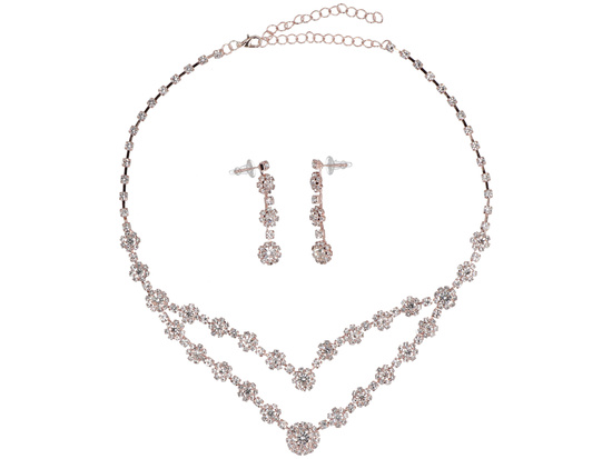 Komplet biżuterii Uroczy Różowy zestaw Naszyjnik + kolczyki