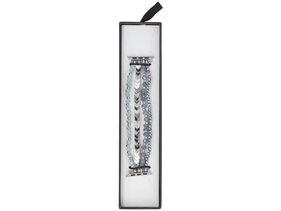 Bransoleta do smartwatcha GlacierX Multi Strand Beaded Bracelet Crystal Blue do Apple Watch 38/40/41mm Srebrno-niebieska