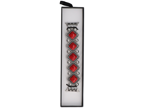 Bransoleta do smartwatcha GlacierX Vintage Stones Stretch Bracelet Marbled Crimson Red do Apple Watch 38/40/41mm Czerwona