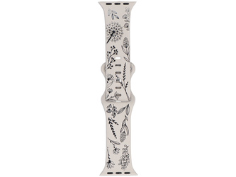 Neues Armband für die Smartwatch GlacierX Silicone Wild Bloom Dust White für die Apple Watch 38/40/41mm Creme-Schwarz