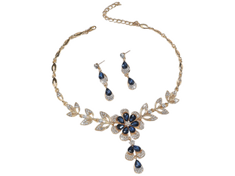 Schmuckset Märchenhaft Saphir Halskette + Ohrringe