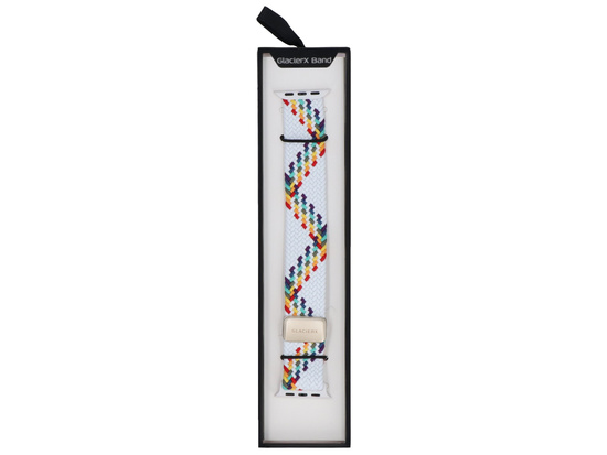 Pasek GlacierX Braided Magnetic Buckle Prism Stripes do Apple Watch 38/40/41mm Biało-tęczowy