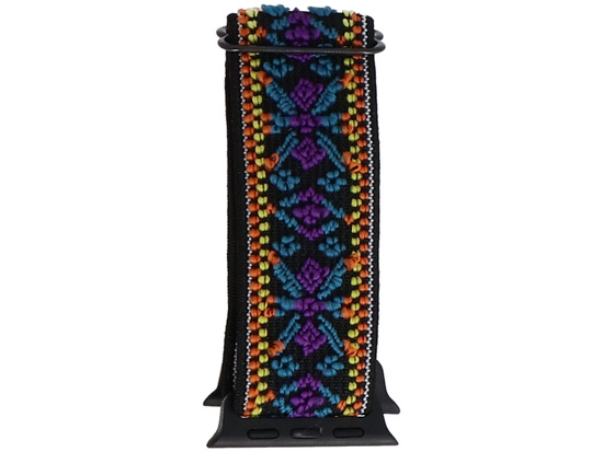 Pasek do smartwatcha GlacierX Nylon Nomad Threads Oriental Blooms do Apple Watch 38/40/41mm Fioletowo-Niebieski