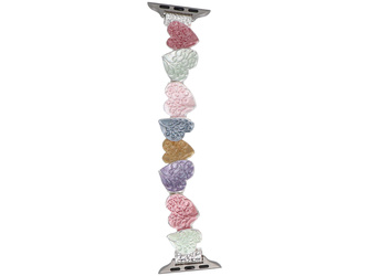 Bransoleta do smartwatcha GlacierX Gleam Heart Stretch Bracelet Sweet Candy do Apple Watch 38/40/41mm Pastelowa