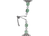 Bransoleta do smartwatcha GlacierX Slider Clasp Clover Motif Bracelet Crystal Green do Apple Watch 38/40/41mm Srebrno-zielona