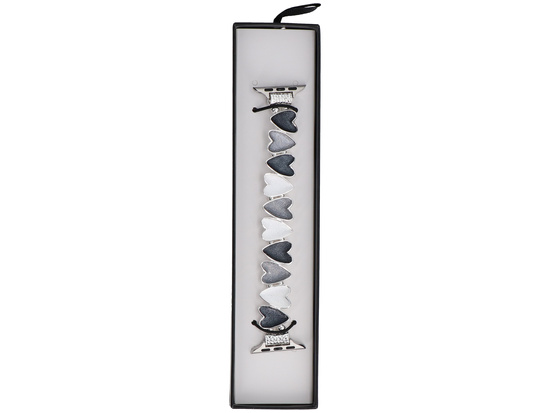 Bransoleta do smartwatcha GlacierX Gleam Sweetheart Stretch Bracelet Silver Slate do Apple Watch 38/40/41mm Czarno-Biała