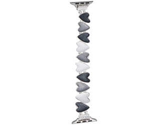 Bransoleta do smartwatcha GlacierX Gleam Sweetheart Stretch Bracelet Silver Slate do Apple Watch 38/40/41mm Czarno-Biała