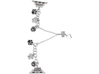 Bransoleta do smartwatcha GlacierX Slider Clasp Little Paws Charm Bracelet Silver do Apple Watch 38/40/41mm Srebrna