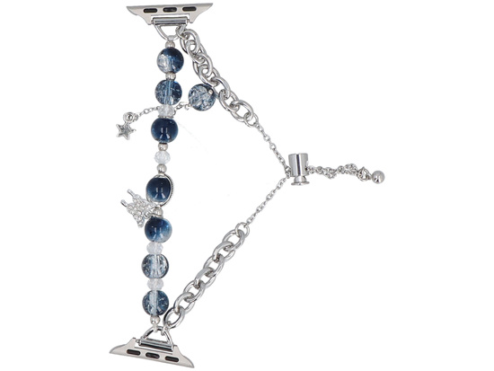 Bransoleta do smartwatcha GlacierX Slider Clasp Layered Charm Bracelet Nightfall Silver do Apple Watch 38/40/41mm Srebrno-granatowa