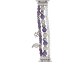 Bransoleta do smartwatcha GlacierX Multi Strand Beaded Charm Bracelet Crystal Violet do Apple Watch 38/40/41mm Srebrno-fioletowa