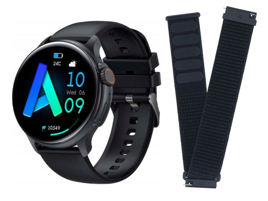 Zestaw Smartwatch GlacierX Polaris Black GX-PC58 + Pasek GlacierX Grip Strap Nylon Black 22mm