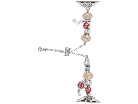 Neue Armbanduhrarmband GlacierX Slider Clasp Beaded Charm Bracelet Crimson Glow für Apple Watch 38/40/41mm Silber-Gelb-Rot