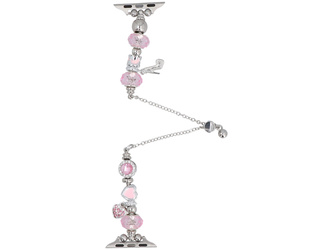 Bransoleta do smartwatcha GlacierX Slider Clasp Beaded Charm Bracelet Ice Rose do Apple Watch 38/40/41mm Srebrno-różowa