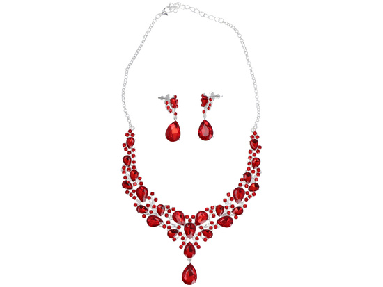 Schmuckset Gala Rotes Set Halskette + Ohrringe