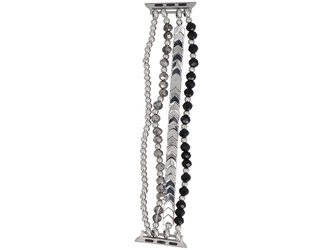 Bransoleta do smartwatcha GlacierX Multi Strand Beaded Bracelet Onyx Shine do Apple Watch 38/40/41mm Srebrno-czarna