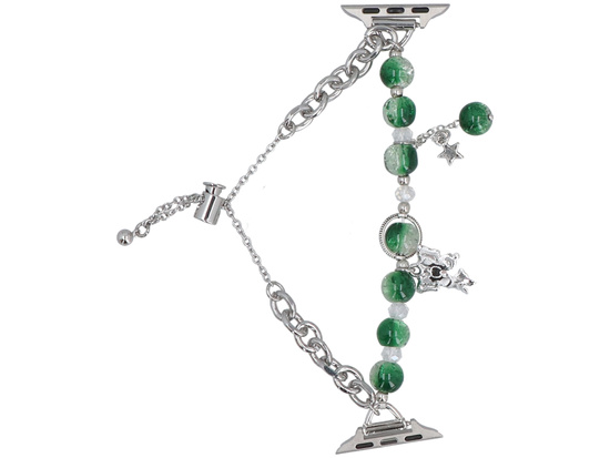 Neue Armbanduhr GlacierX Slider Clasp Layered Charm Bracelet Verdant Silver für Apple Watch 38/40/41mm Silber-Grün