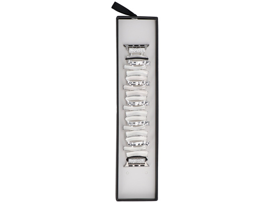 Bransoleta do smartwatcha GlacierX Gleam Ribbon Stretch Bracelet Crystal Cloud do Apple Watch 38/40/41mm Srebrno-Biała