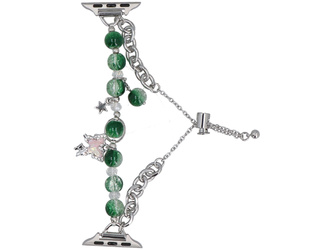 Bransoleta do smartwatcha GlacierX Slider Clasp Layered Charm Bracelet Verdant Silver do Apple Watch 38/40/41mm Srebrno-zielona