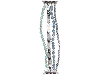 Bransoleta do smartwatcha GlacierX Multi Strand Beaded Bracelet Crystal Blue do Apple Watch 38/40/41mm Srebrno-niebieska