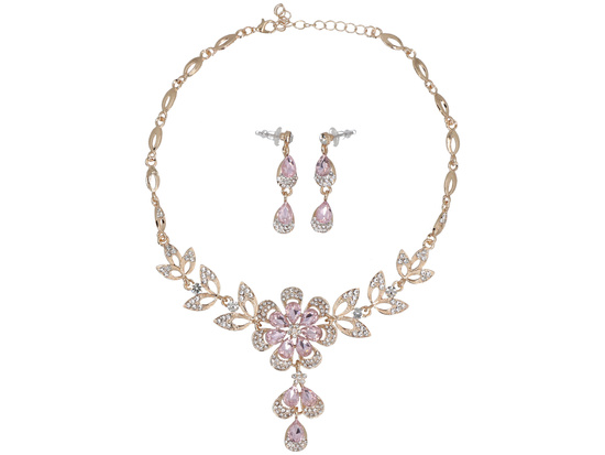 Komplet biżuterii Baśniowy Liliowy zestaw Naszyjnik + kolczyki