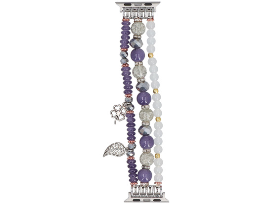 Neue Armbanduhr GlacierX Multi Strand Beaded Charm Bracelet Crystal Violet für Apple Watch 38/40/41mm Silber-lila