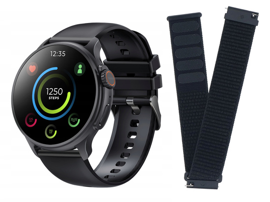 Neuer Smartwatch GlacierX Aura Black + Armband für Smartwatch GlacierX Grip Strap Nylon Schwarz 22mm