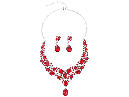 Schmuckset Gala Rotes Set Halskette + Ohrringe