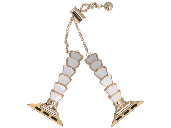 Neue Armbanduhr für Smartwatch GlacierX Slider Clasp Tidal Arc Bracelet Golden Moon für Apple Watch 38/40/41mm Gold-Weiß