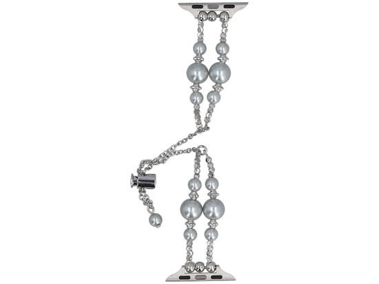 Neue Armbanduhr GlacierX Slider Clasp Double Chain Pearl Bracelet Lunar Shine für Apple Watch 38/40/41mm Silber