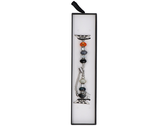 Bransoleta do smartwatcha GlacierX Slider Clasp Beaded Charm Bracelet Space Glow do Apple Watch 38/40/41mm Srebrno-czarna