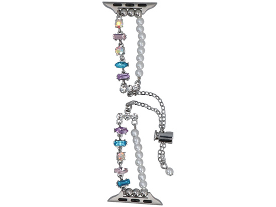 Bransoleta do smartwatcha GlacierX Slider Clasp Double Chain Bracelet Crystal Candy do Apple Watch 38/40/41mm Srebrno-kolorowa