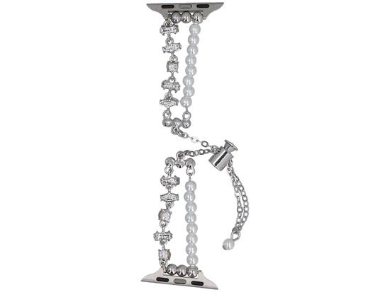 Neue Armbanduhr GlacierX Slider Clasp Double Chain Bracelet Crystal Green für Apple Watch 38/40/41mm Silber-Grün