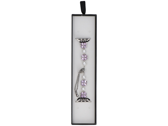 Neue Armbanduhr GlacierX Slider Clasp Clover Motif Bracelet Crystal Pink für Apple Watch 38/40/41mm Silber-Rosa