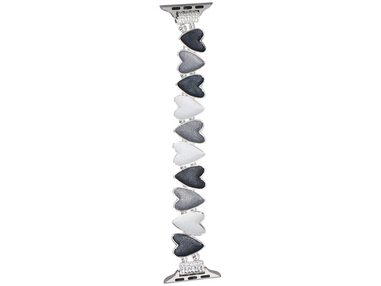 Bransoleta do smartwatcha GlacierX Gleam Sweetheart Stretch Bracelet Silver Slate do Apple Watch 38/40/41mm Czarno-Biała