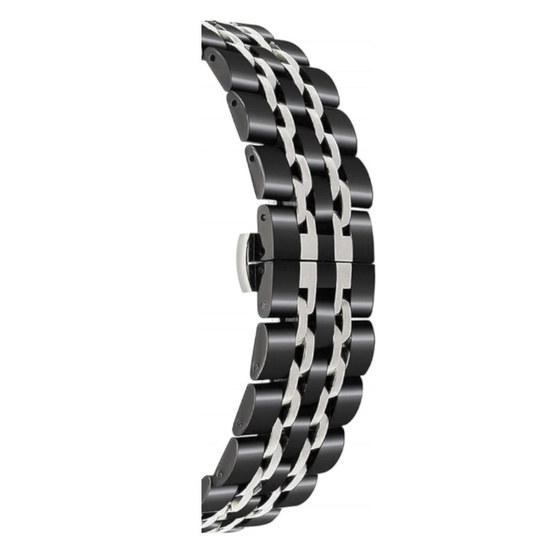 Bransoleta do smartwatcha GlacierX Modern Bicolor Silver & Black Srebrny + czarny 22mm
